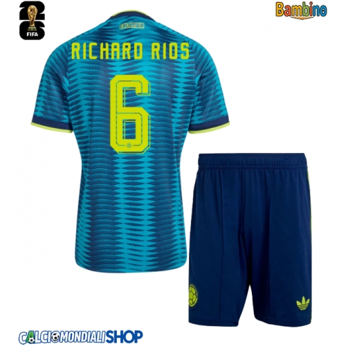 Maglie da calcio Colombia Richard Rios #6 Seconda Maglia Bambino Mondiali 2026  Manica Corta + Pantaloni corti)